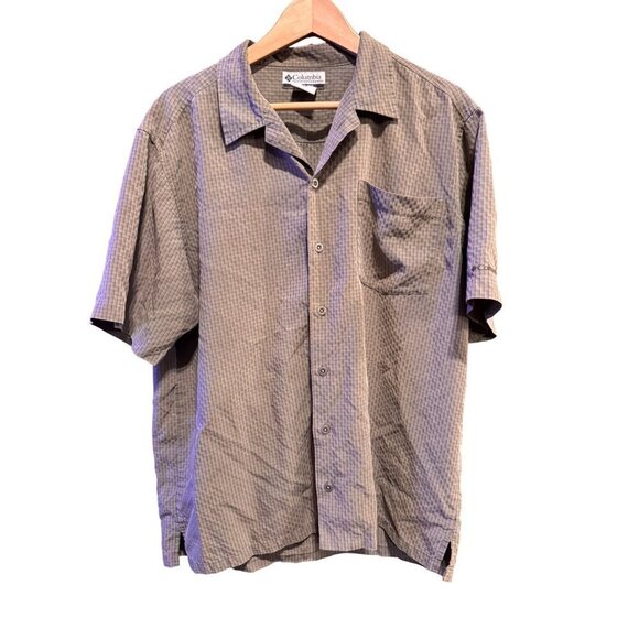 Columbia Green  Plaid Short Sleeve Button-Up Shirt Mens Large - Picture 1 of 8